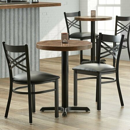 LANCASTER TABLE & SEATING LT 24'' Round Standard Height Recycled Wood Table - Vintage Finish, Cast Iron Base 349D24RDVINX